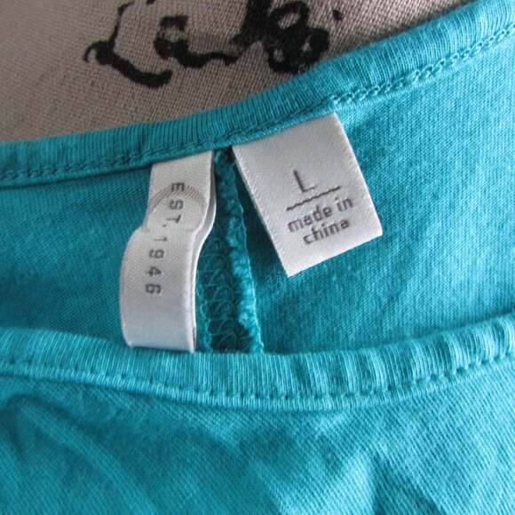 Est 1946 Sleeveless Blouse L Blessed Beyond Measure Floral Green Teal - Picture 14 of 14